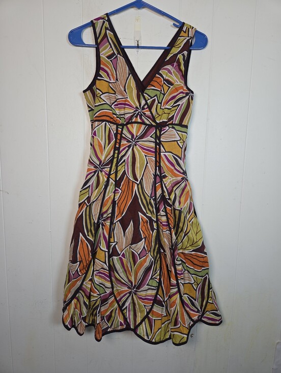 Vintage Dresses & Skirts - Vtg Y2k Spense Tropical Surplice V Neck Strapless Dress Size 4 Fit N Flare